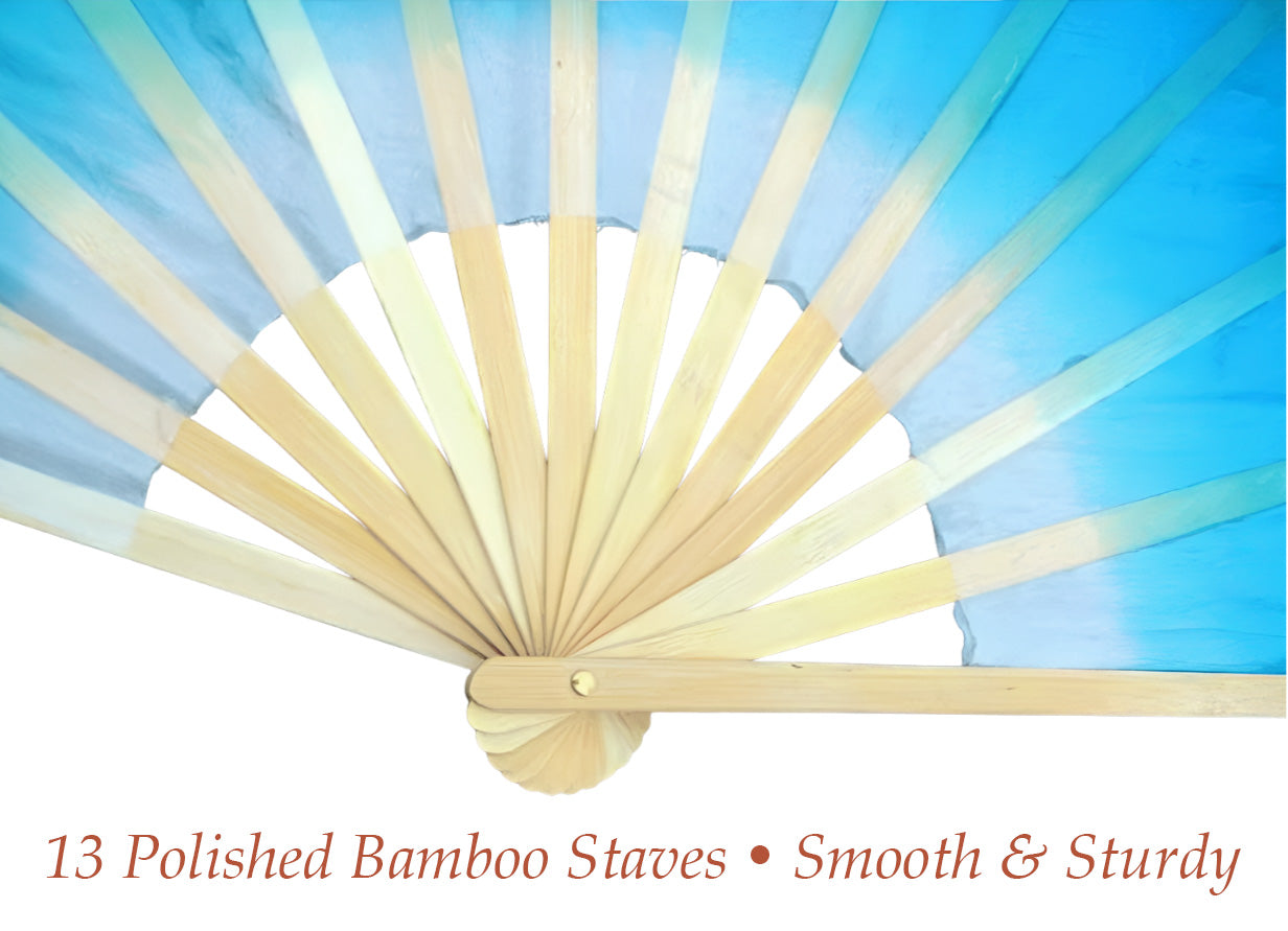 Rose Red & Yellow & Blue - Silk belly dance fan