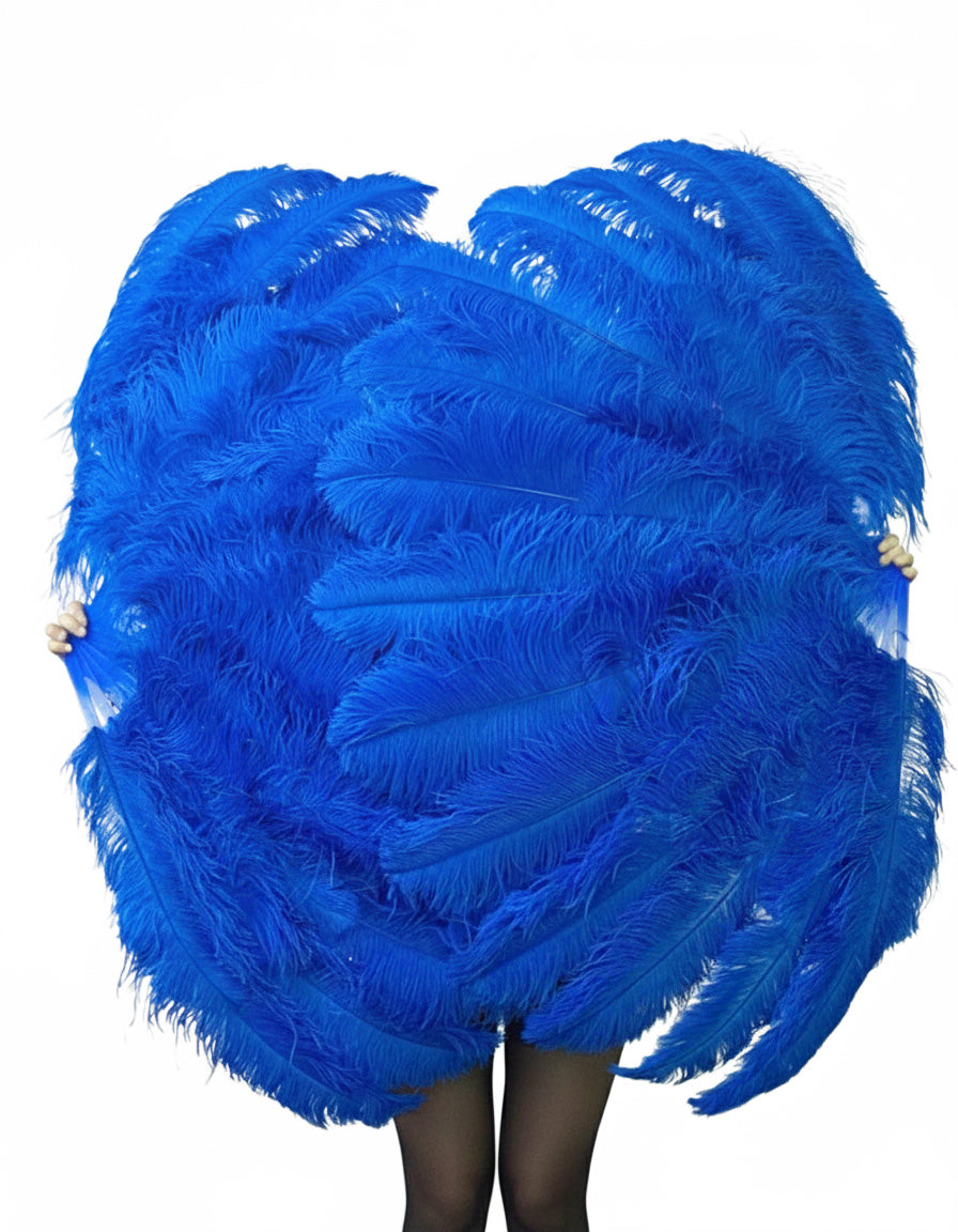 The Half-Moon Professional Fan - 180°  2 Layer Ostrich Feather Fan 34"x 68"