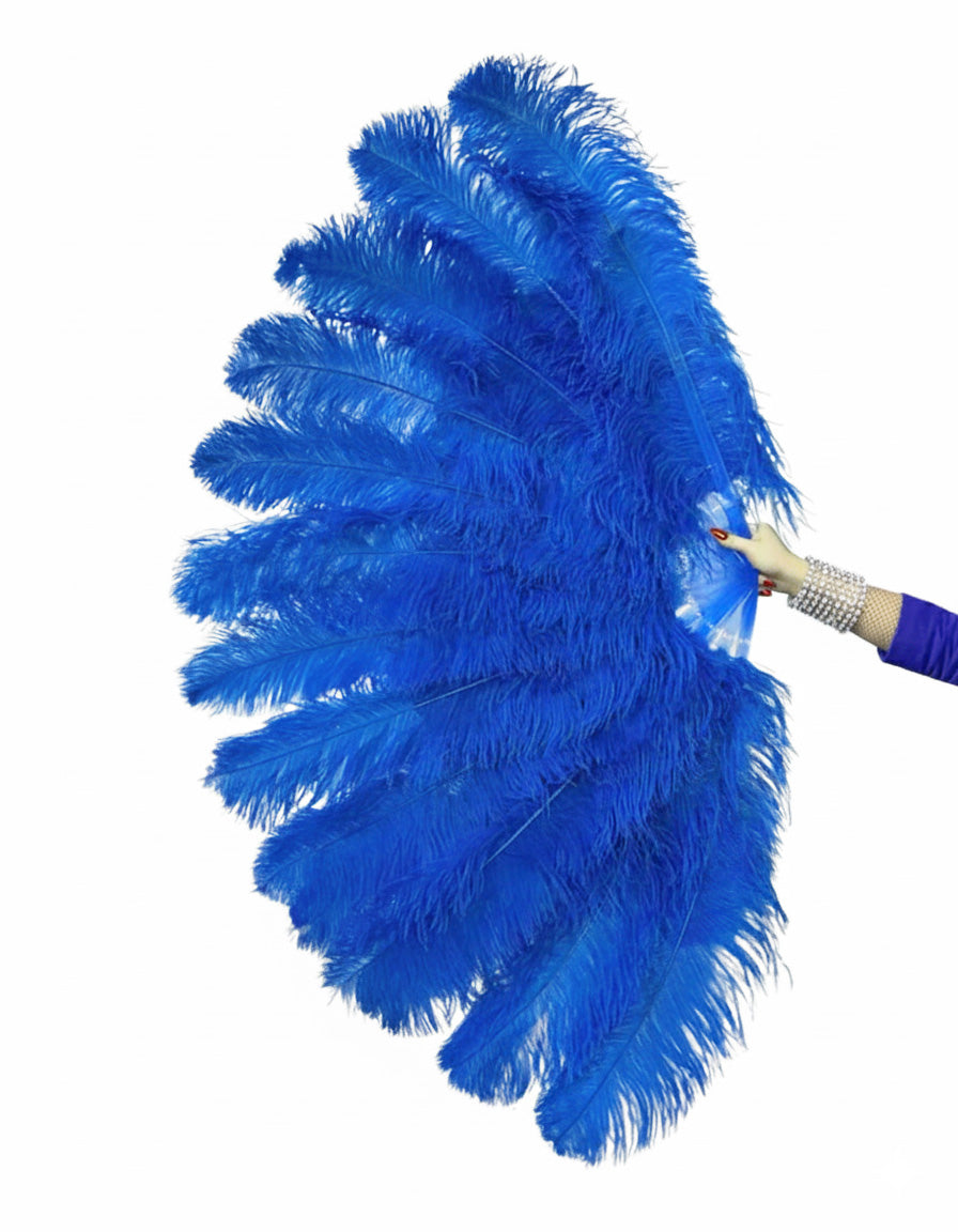 The Half-Moon Professional Fan - 180°  2 Layer Ostrich Feather Fan 34"x 68"