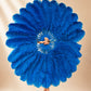 Front view of BurlyLuxe Half-Moon Beginner's Double-Sided Stage Fan 180° Single Layer Ostrich Feather Fan 25" × 52"