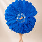 Full view of BurlyLuxe Half-Moon Beginner's Double-Sided Stage Fan 180° Single Layer Ostrich Feather Fan 25" × 52"
