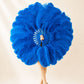 Back view of BurlyLuxe Half-Moon Beginner's Double-Sided Stage Fan 180° Single Layer Ostrich Feather Fan 25" × 52"