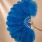 Side view of BurlyLuxe Half-Moon Beginner's Double-Sided Stage Fan 180° Single Layer Ostrich Feather Fan 25" × 52"