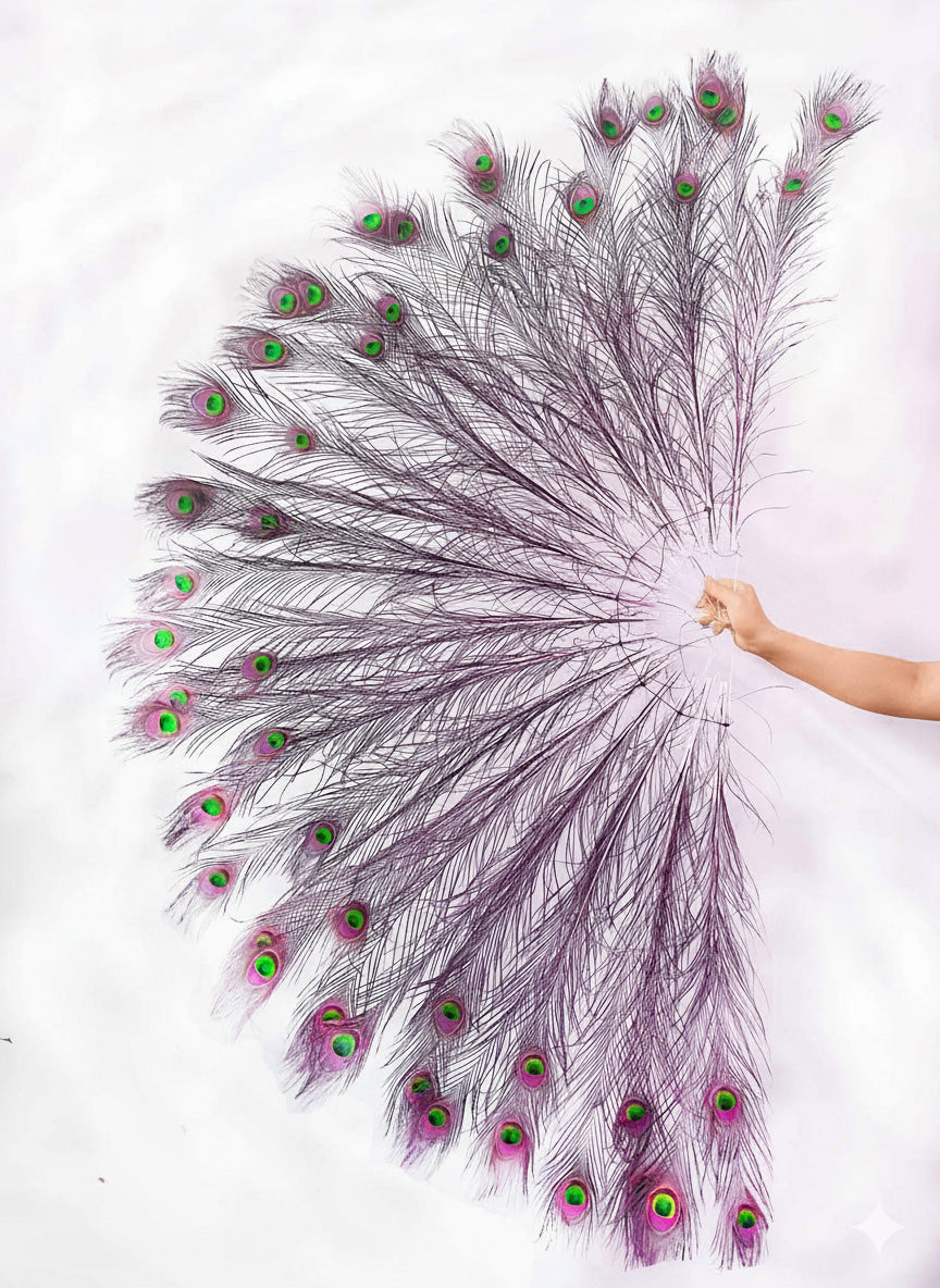 BurlyLuxe Stage-Grade Custom Color Peacock Feather Fan