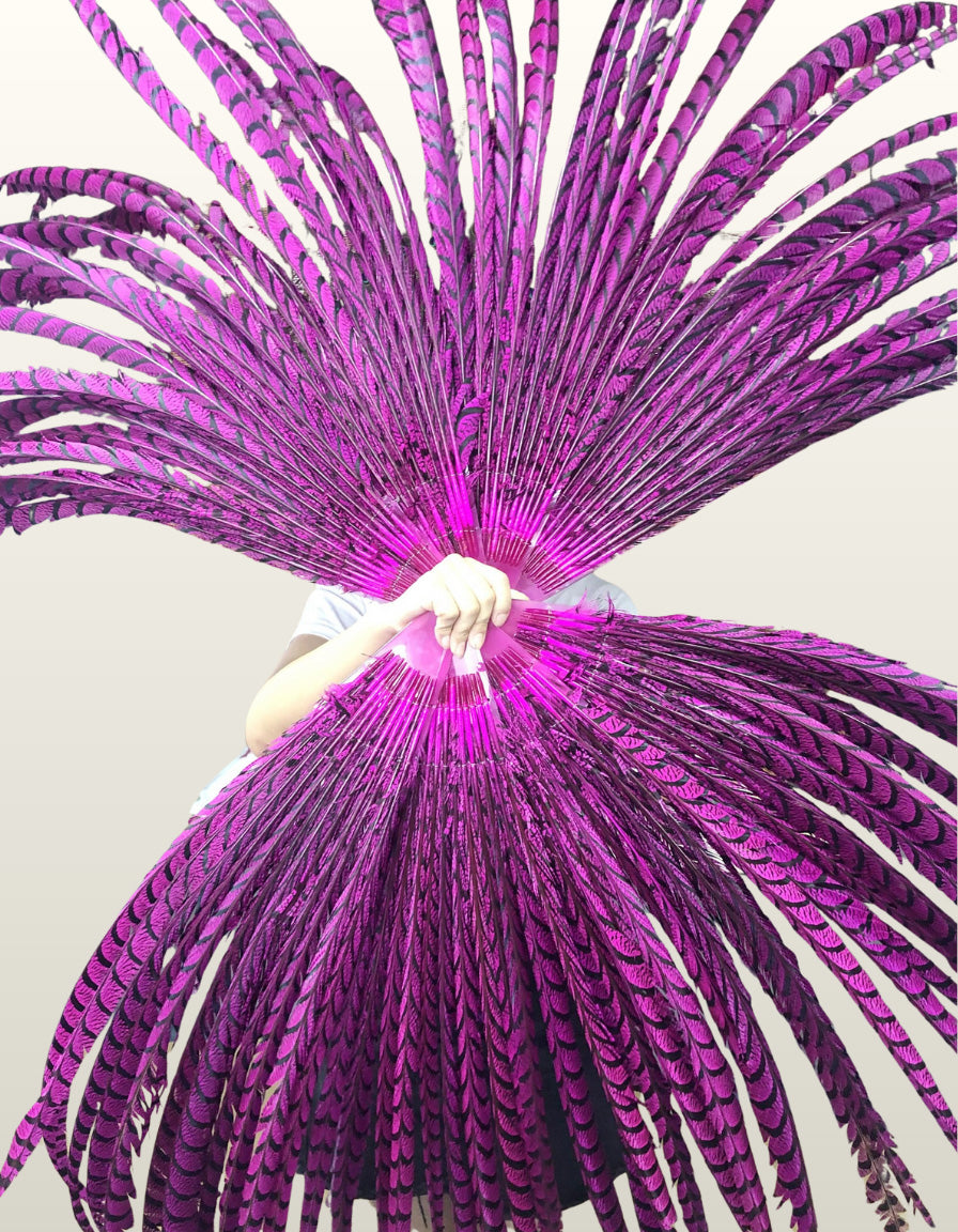 Luxury Tall Pheasant Feather Fan 37"x69