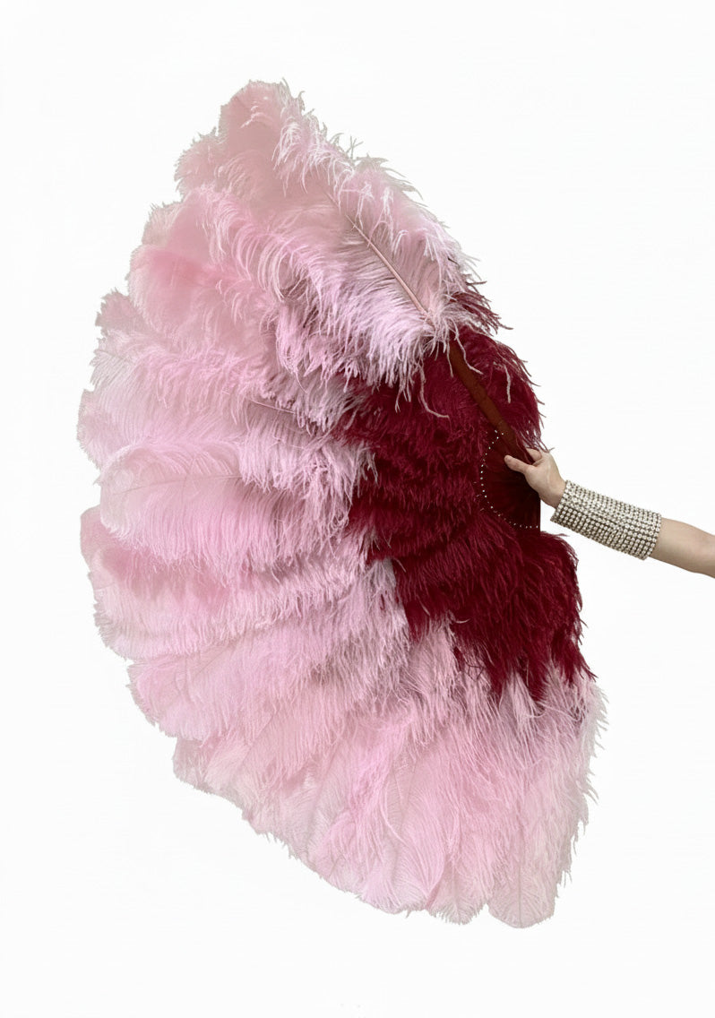 The Half-Moon Master Mix Color Fan - 180° Triple Layer Ostrich Feather Fan 35"x 69"