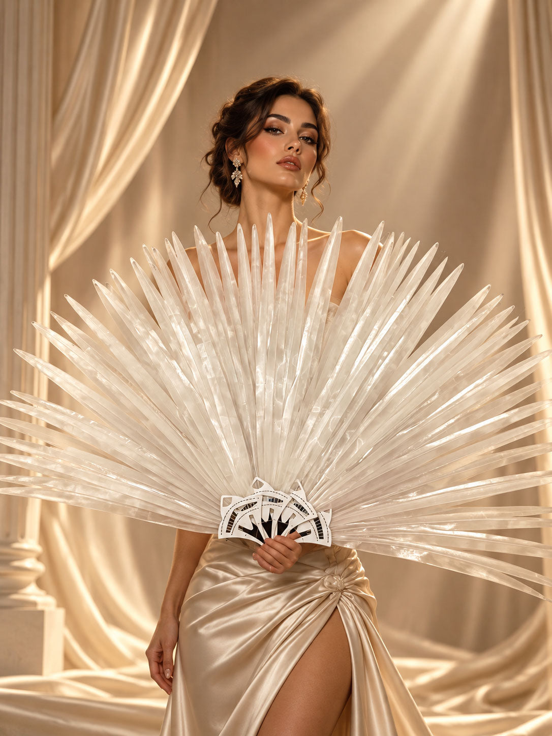 Luxury Tall Faux Pheasant Feather Fan 38"x73"