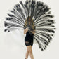 BurlyLuxe Stage-Grade Black Peacock Feather Fan