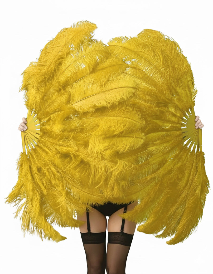 The Half-Moon Advanced Fan -  180°  2 Layer Ostrich Feather Fan 30"x60"