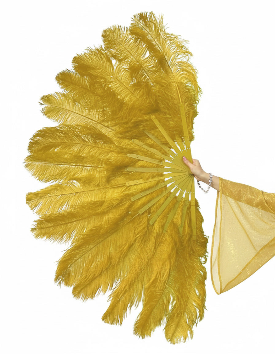 The Half-Moon Advanced Fan -  180°  2 Layer Ostrich Feather Fan 30"x60"