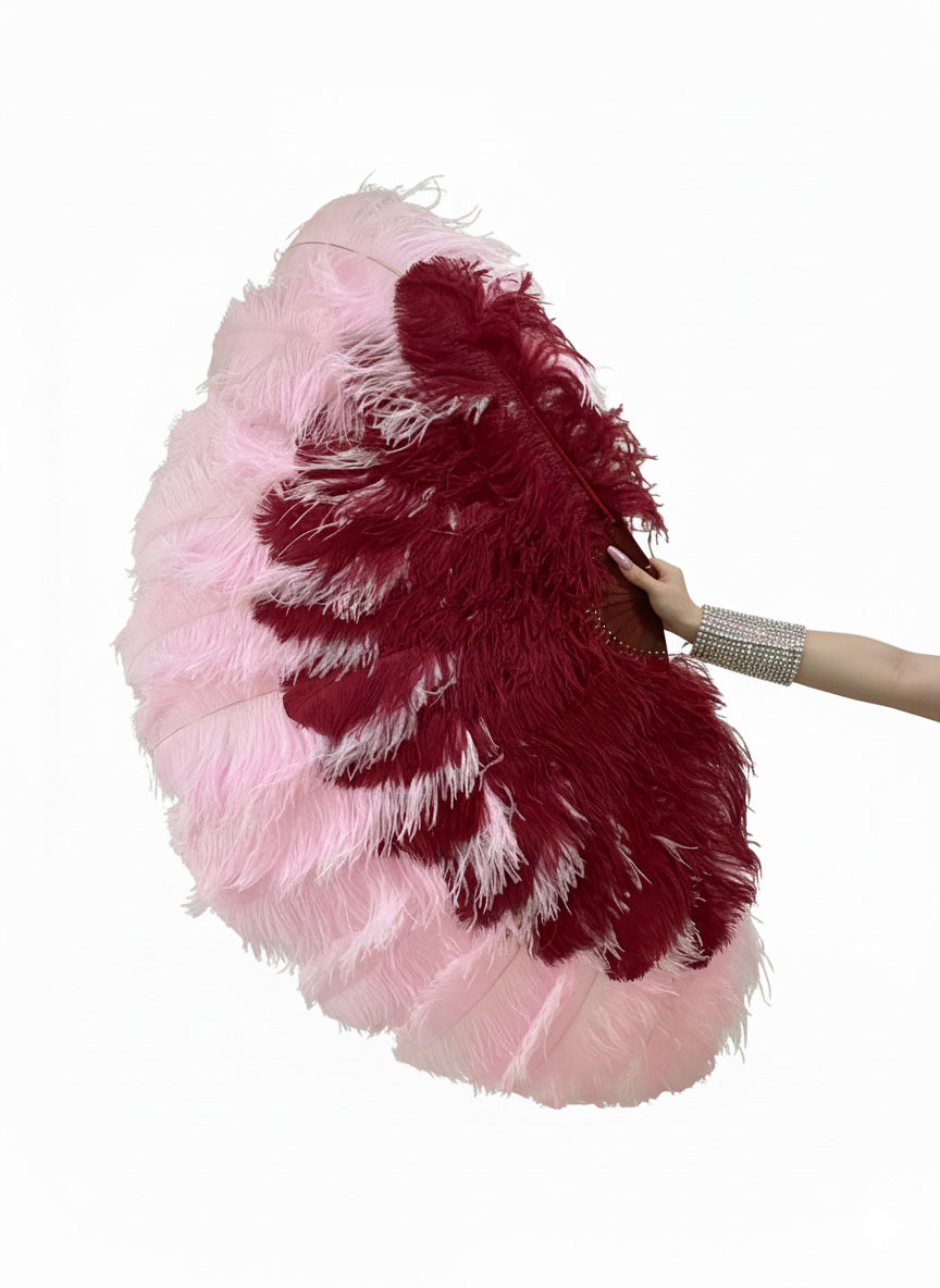 The Half-Moon Master Mix Color Fan - 180° Triple Layer Ostrich Feather Fan 35"x 69"