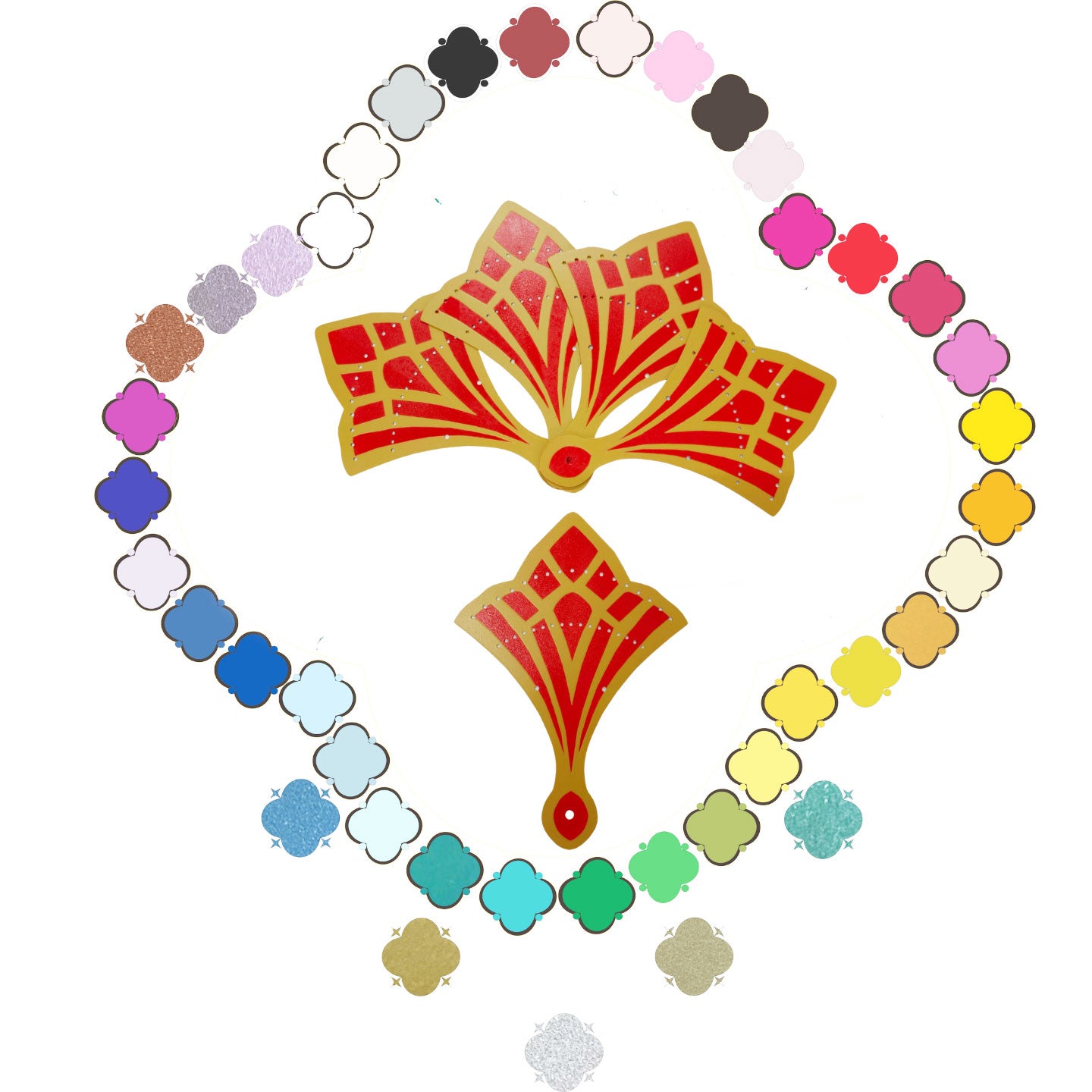 BurlyLuxe Art Deco Elegance Aluminum Fan Staves