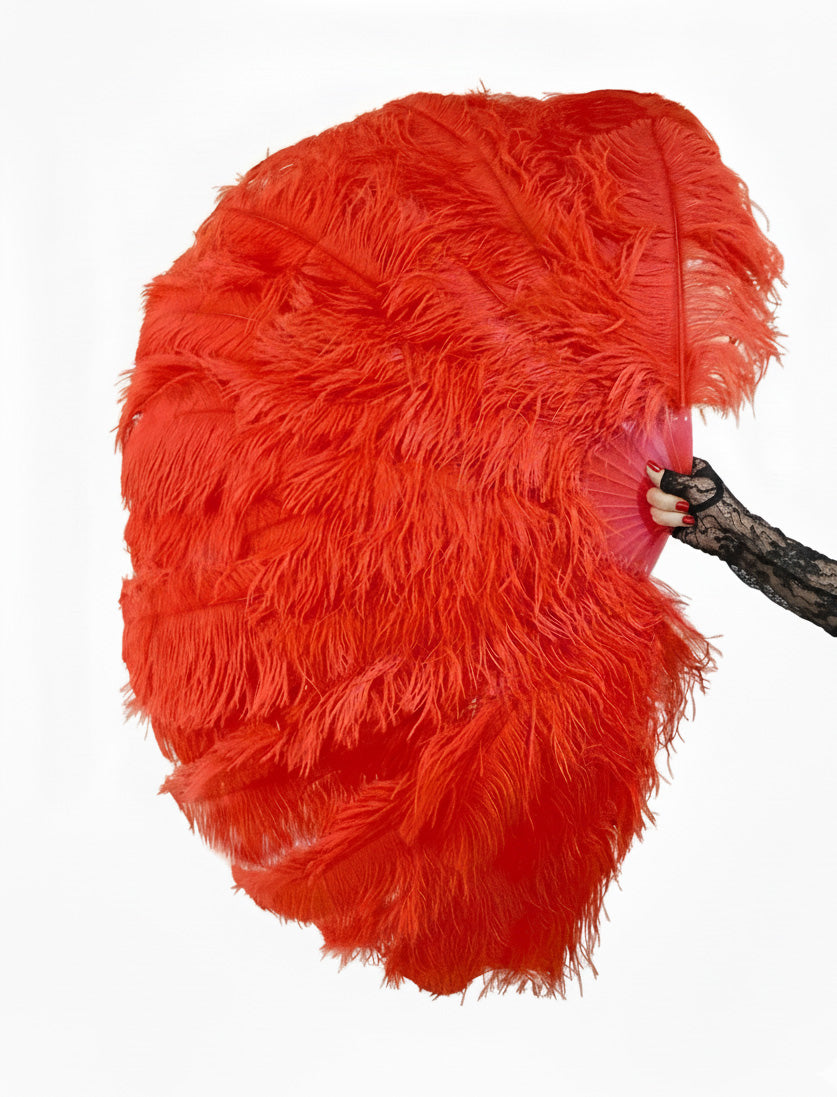 The Half-Moon Master Fan - 180° Triple Layer Ostrich Feather Fan 35"x 69"
