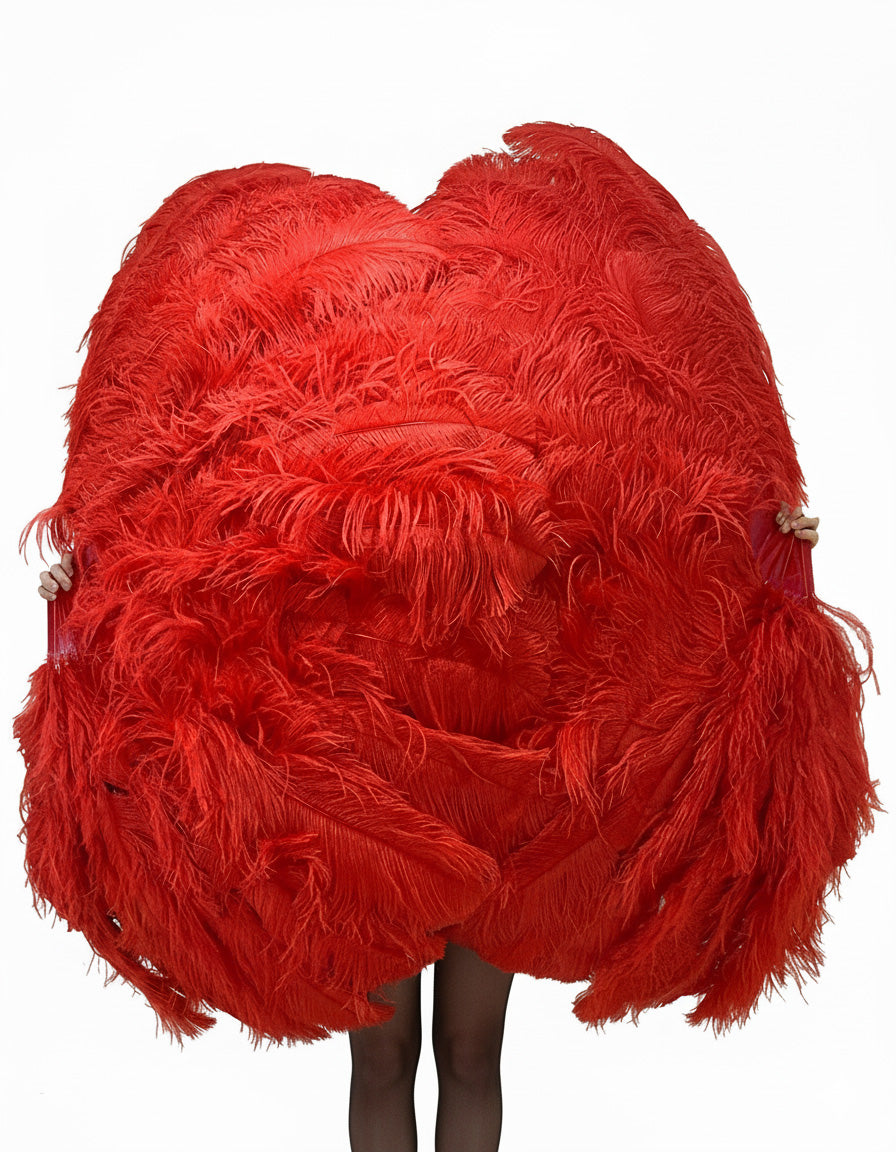 The Half-Moon Master Fan - 180° Triple Layer Ostrich Feather Fan 35"x 69"