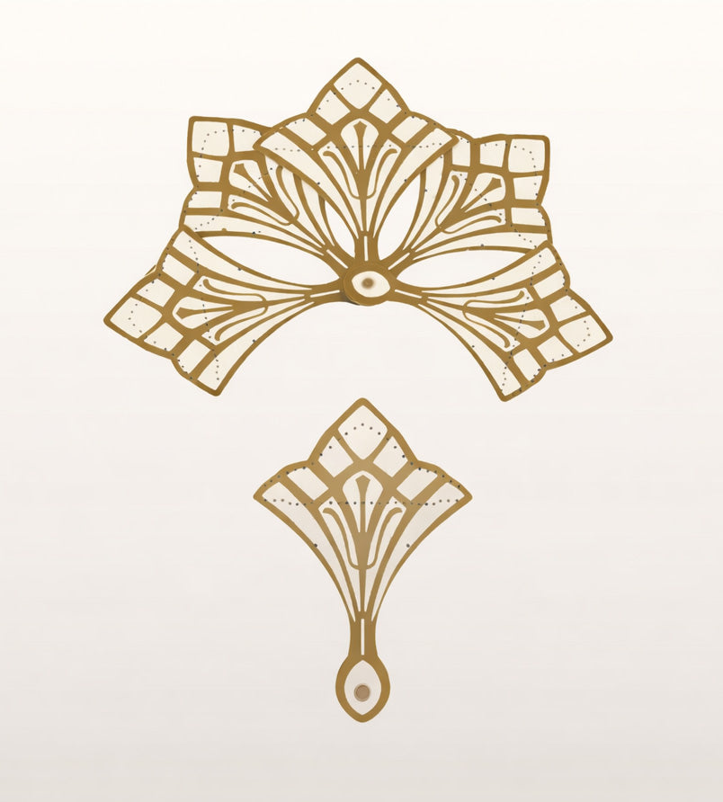 BurlyLuxe Gilded Trident Aluminum Pheasant Feather Fan Staves