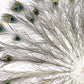 BurlyLuxe Royal Emerald Natural Peacock Feather Fan