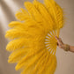 Side view of BurlyLuxe 180° Single Layer Ostrich Feather Fan 25" × 50".