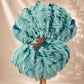 BurlyLuxe Single Layer Beginner's Double-Sided Stage Ostrich Feather Fan 25" × 47" for burlesque, cabaret and stage performance.