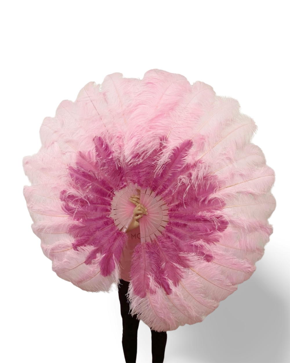 The Half-Moon Advanced Mix color Fan -  180°  2 Layer Ostrich Feather Fan 30"x60"