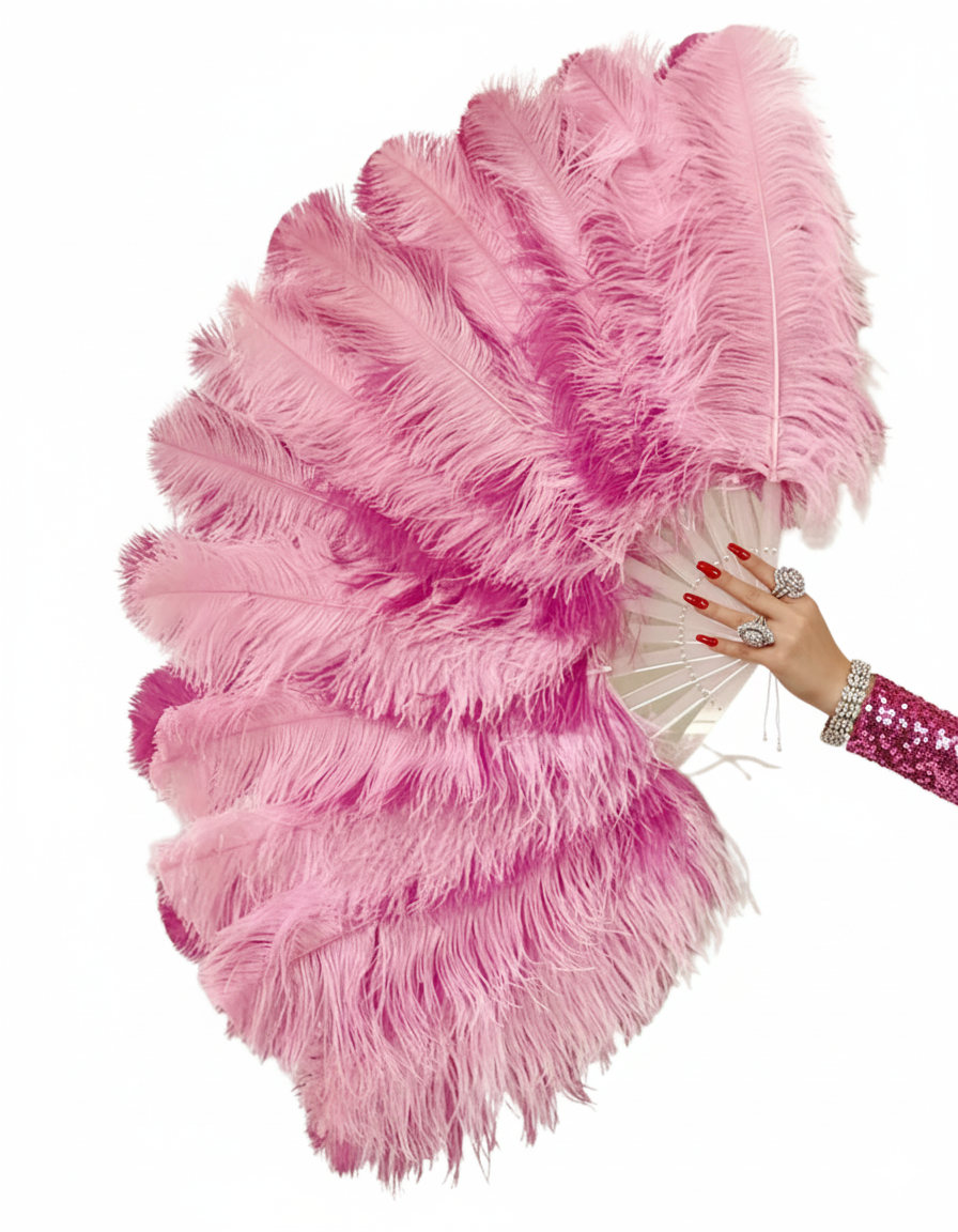 Single Layer Beginner’s Double-Sided Stage Ostrich Feather Fan 25"x 47"