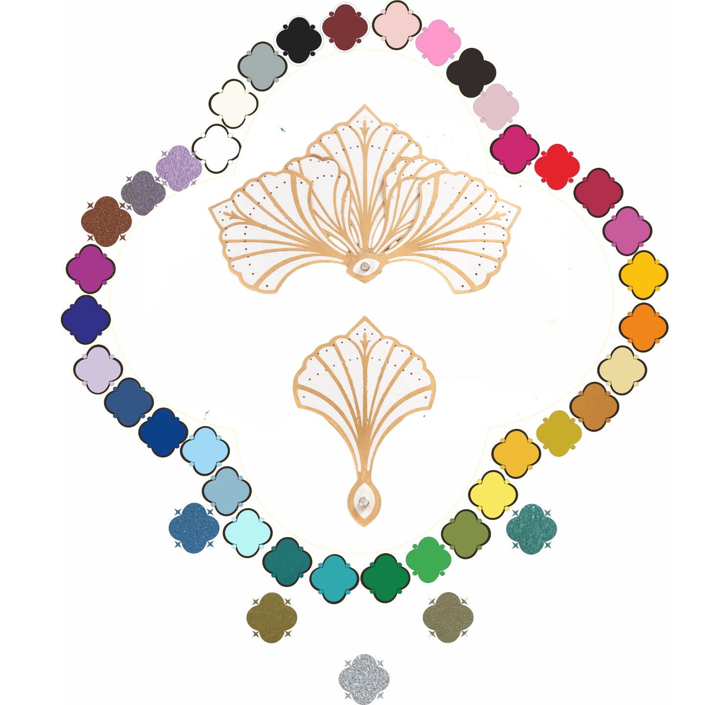 BurlyLuxe Gilded Shell Aluminum Fan Staves