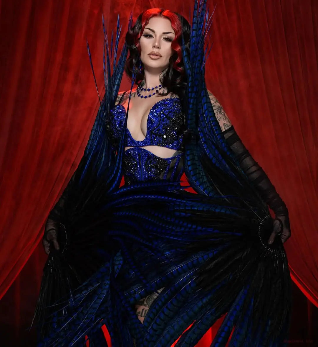 BurlyLuxe Master Triple Layer Ostrich Feather Fan