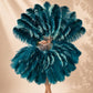 Front view of BurlyLuxe Single Layer Beginner's Double-Sided Stage Ostrich Feather Fan 25" × 47".