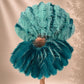 Back view of BurlyLuxe Single Layer Beginner's Double-Sided Stage Ostrich Feather Fan 25" × 47".