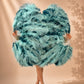Full view of BurlyLuxe Single Layer Beginner's Double-Sided Stage Ostrich Feather Fan 25" × 47".