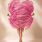 BurlyLuxe Single Layer Beginner's Ostrich Feather Fan 25" × 45" for burlesque, cabaret and stage performance.