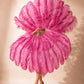 Front view of BurlyLuxe Single Layer Beginner's Ostrich Feather Fan 25" × 45"