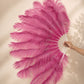 Side view of BurlyLuxe Single Layer Beginner's Ostrich Feather Fan 25" × 45"