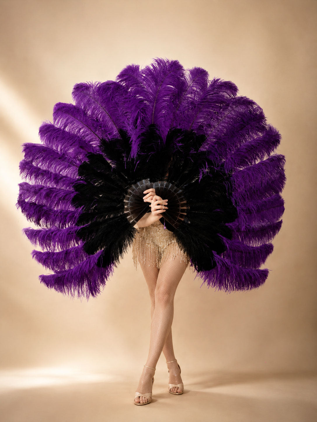 2 Layer Advanced mix color Ostrich Feather Fan 30"x54"