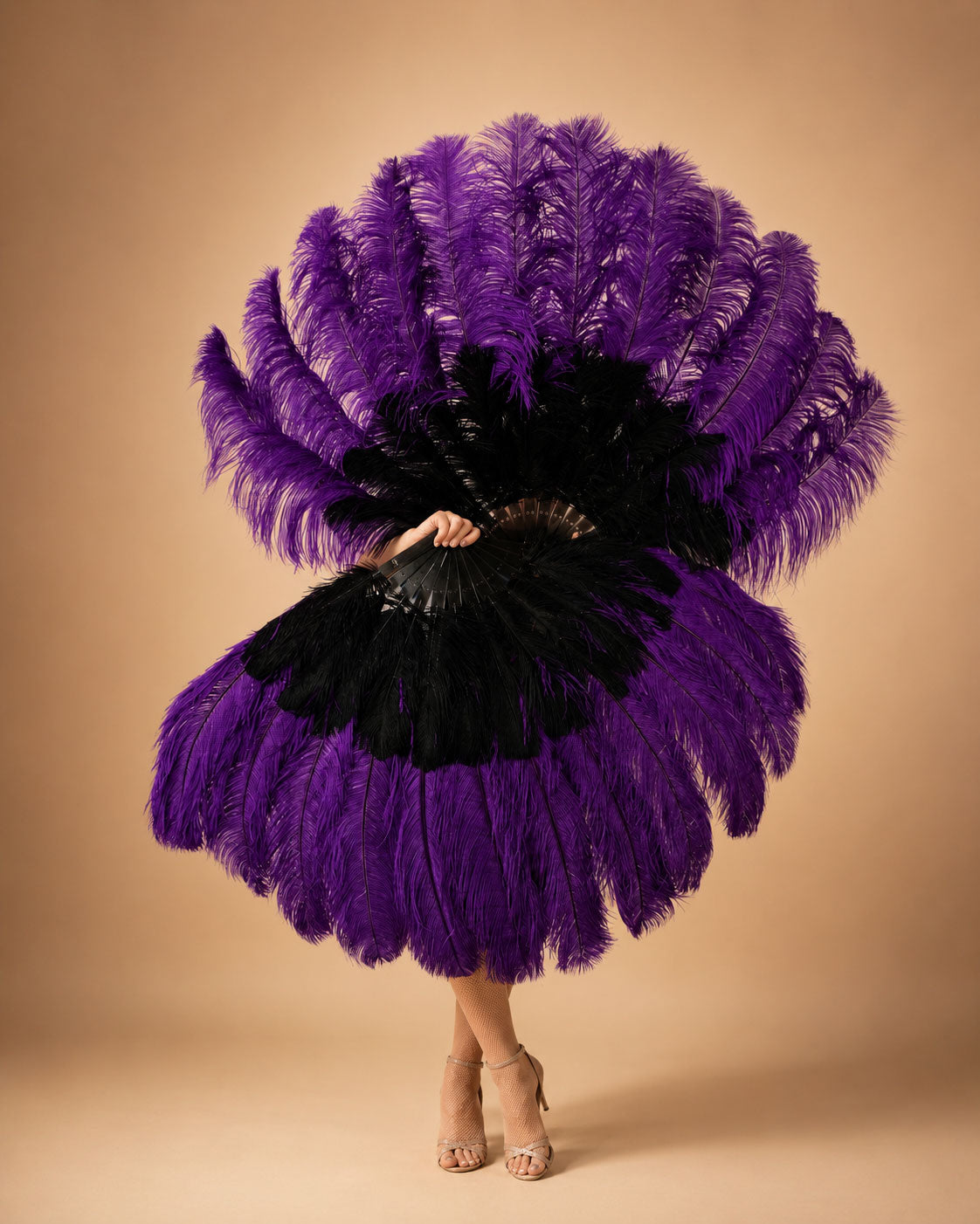 2 Layer Advanced mix color Ostrich Feather Fan 30"x54"