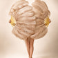 BurlyLuxe Natural Beige Single Layer Ostrich Feather Fan for burlesque, cabaret and stage performance.