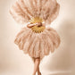 Front view of BurlyLuxe Natural  Single Layer Ostrich Feather Fan.
