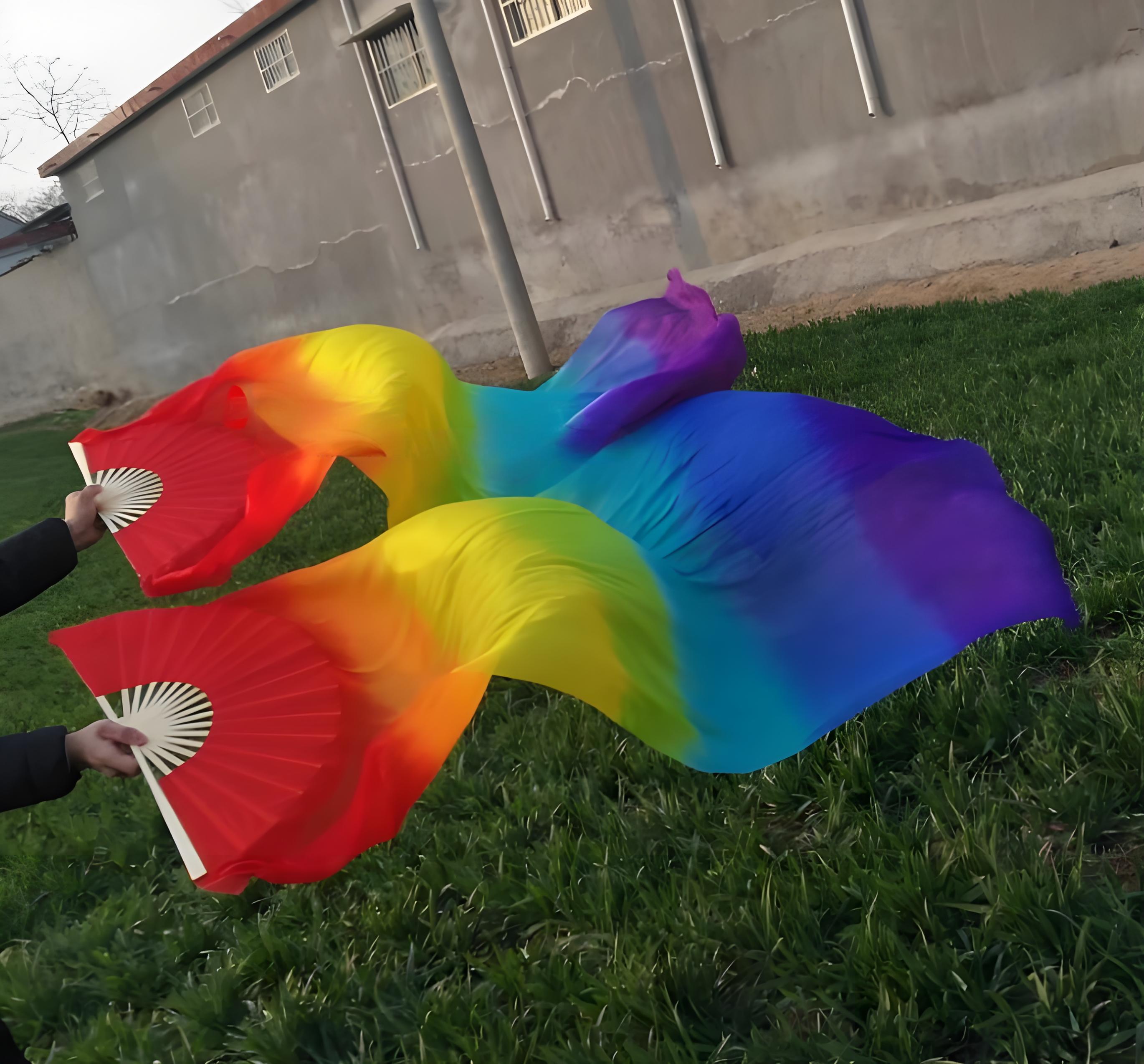 Rainbow - Silk belly dance fan