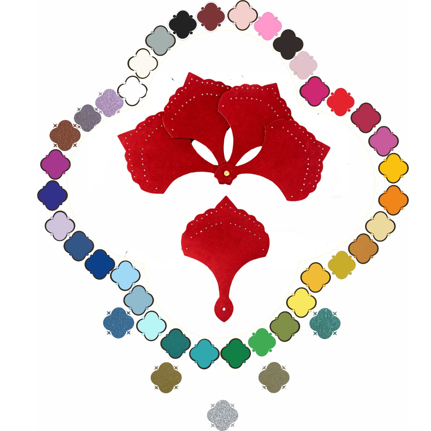 BurlyLuxe Pure Shell Aluminum Pheasant Feather Fan Staves