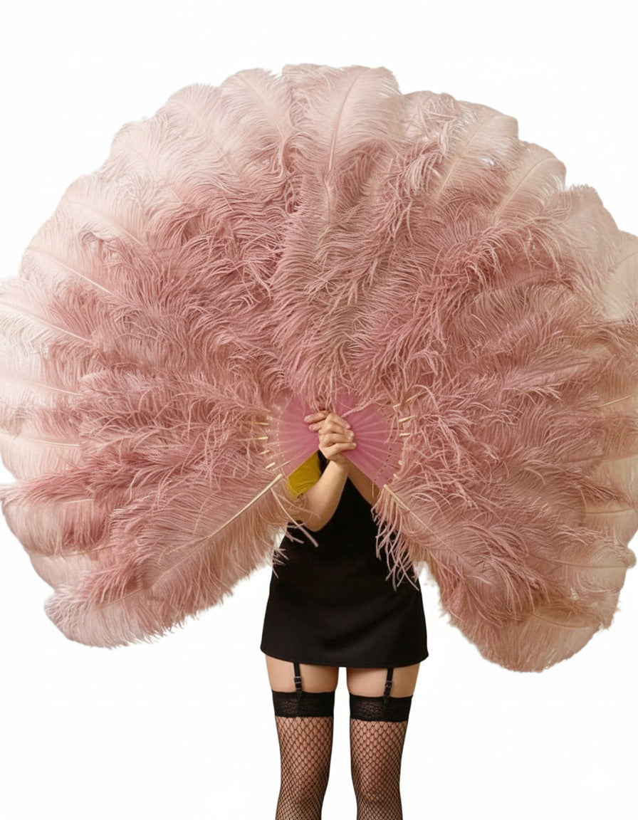 2 Layer Professional mix color Ostrich Feather Fan 34"x60"