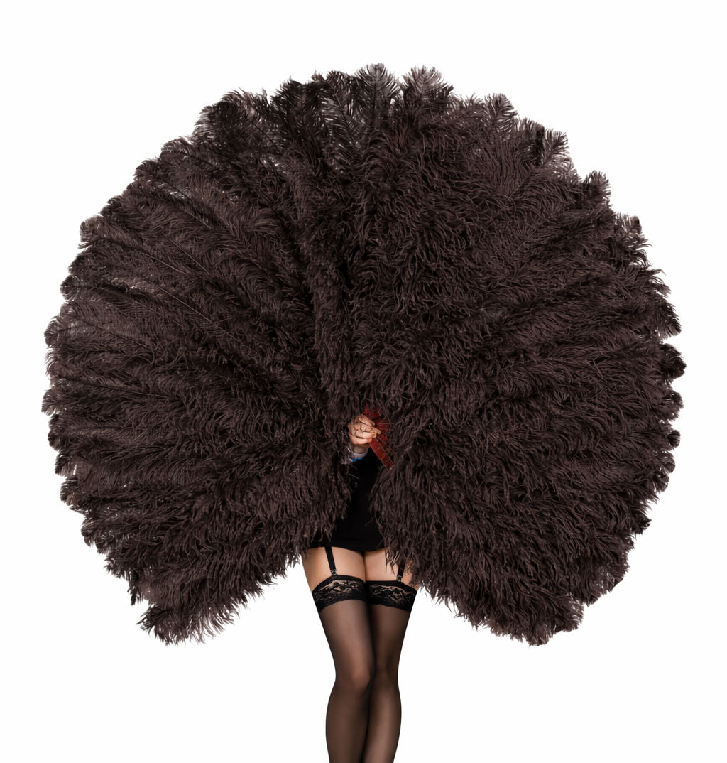BurlyLuxe Master Triple Layer Ostrich Feather Fan – Peacock Eye Edition 35" × 65"