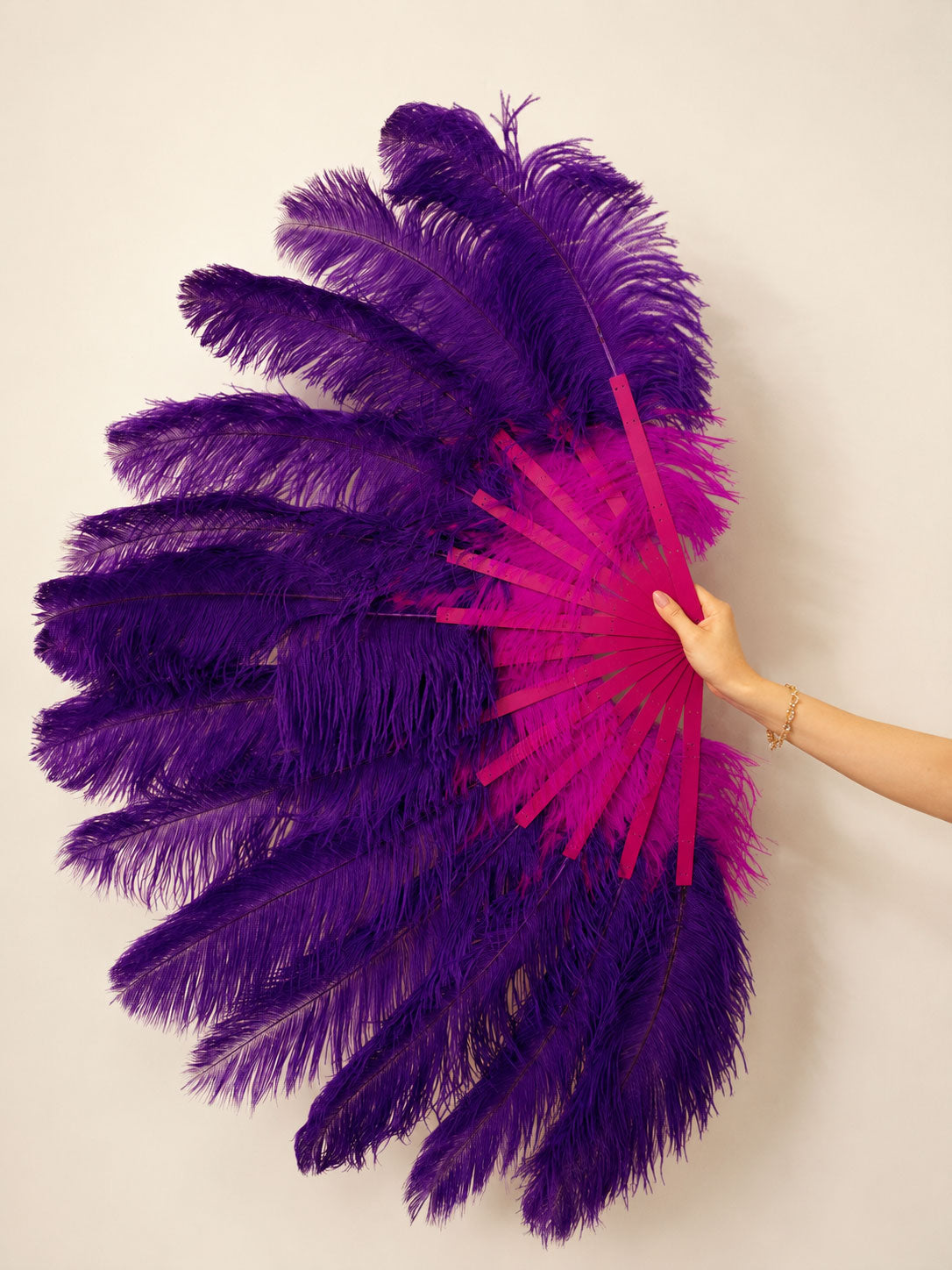 The Half-Moon Advanced Mix color Fan -  180°  2 Layer Ostrich Feather Fan 30"x60"