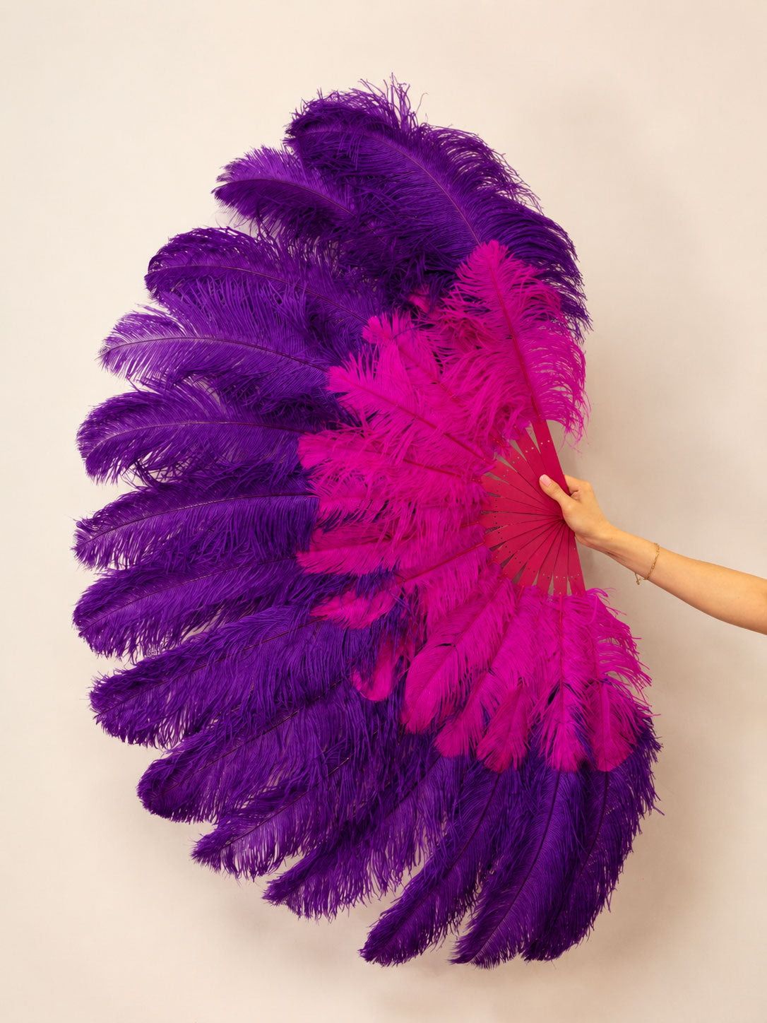 The Half-Moon Advanced Mix color Fan -  180°  2 Layer Ostrich Feather Fan 30"x60"