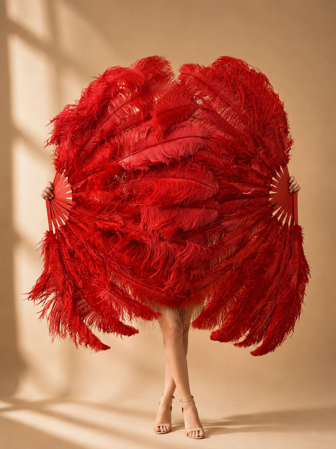 The Half-Moon Advanced Fan -  180°  2 Layer Ostrich Feather Fan 30"x60"