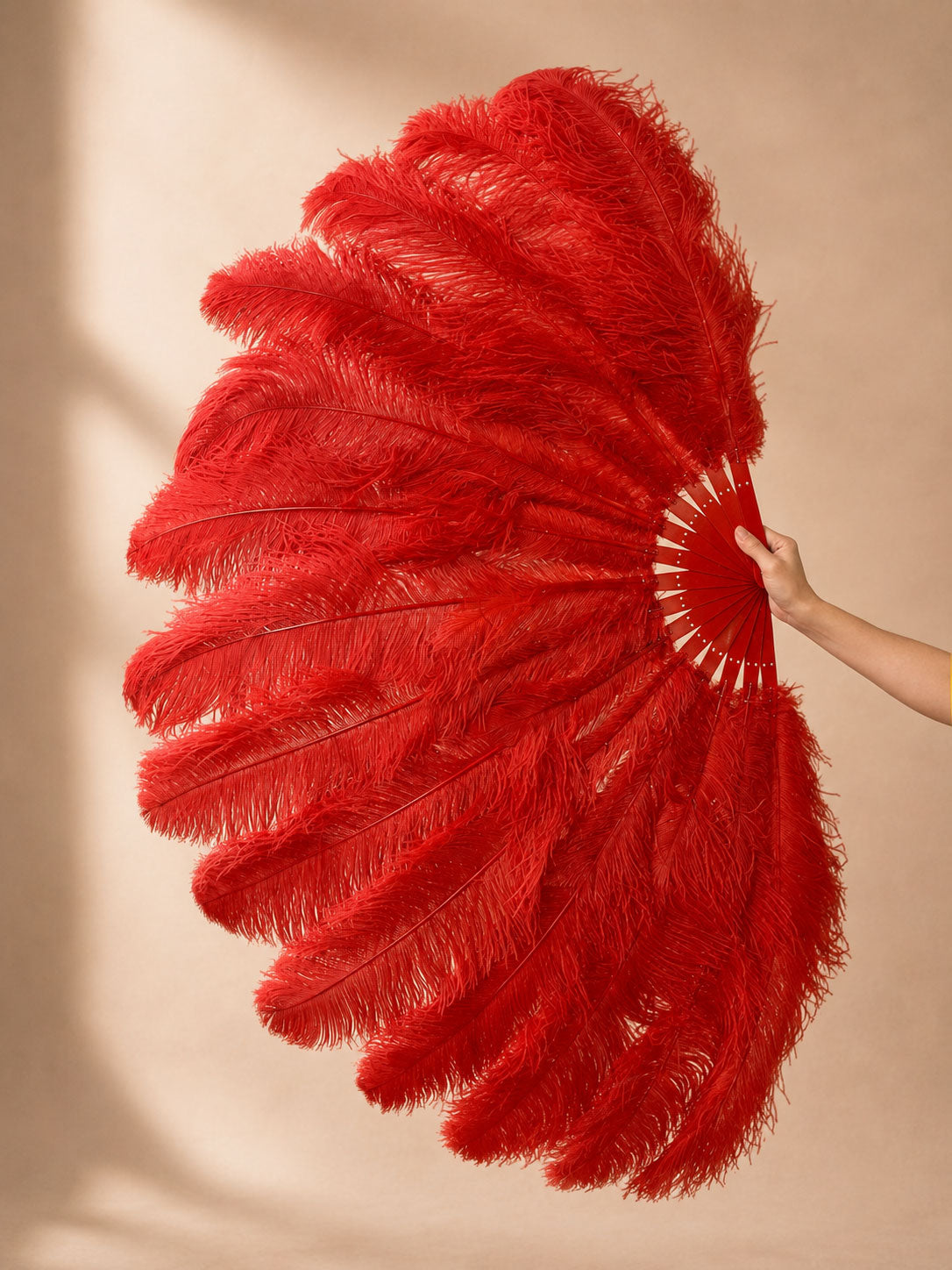 The Half-Moon Advanced Fan -  180°  2 Layer Ostrich Feather Fan 30"x60"