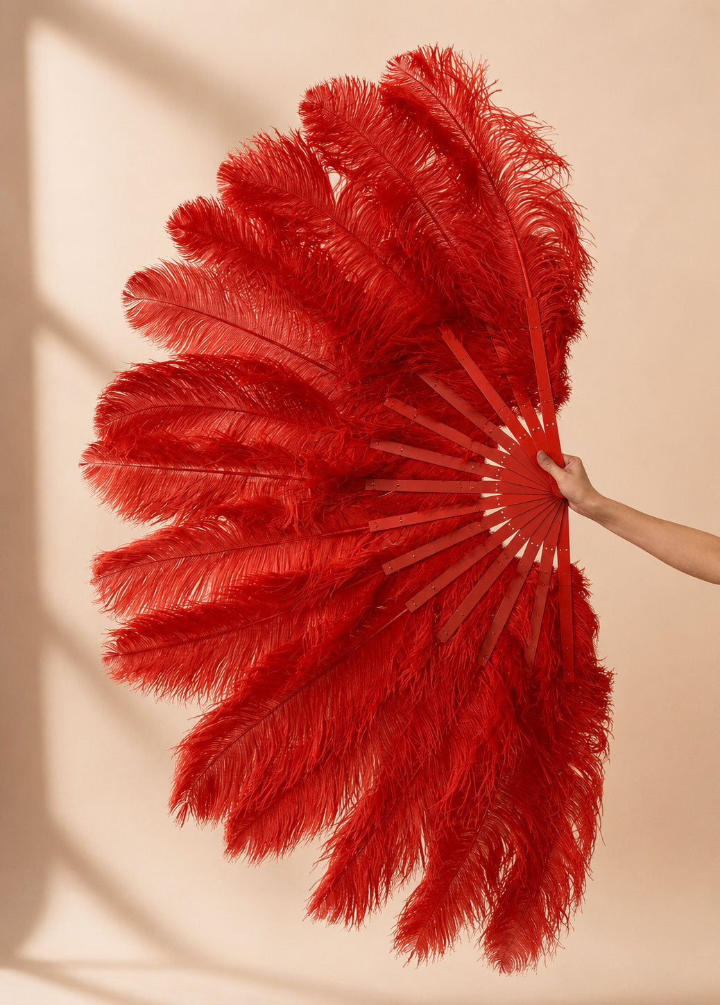 The Half-Moon Advanced Fan -  180°  2 Layer Ostrich Feather Fan 30"x60"