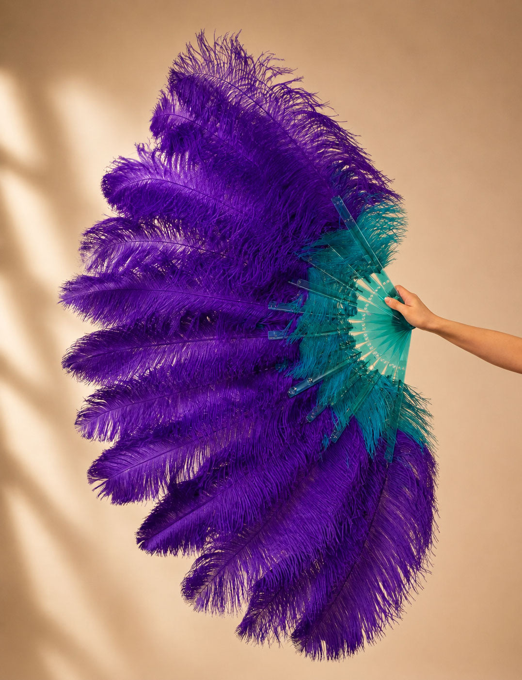 2 Layer Advanced mix color Ostrich Feather Fan 30"x54"